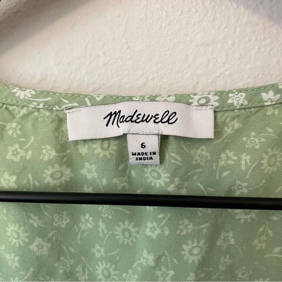 Madewell V-Neck Mini Dress 6 – Green Seedling Tie Back Button Front - Picture 10 of 12